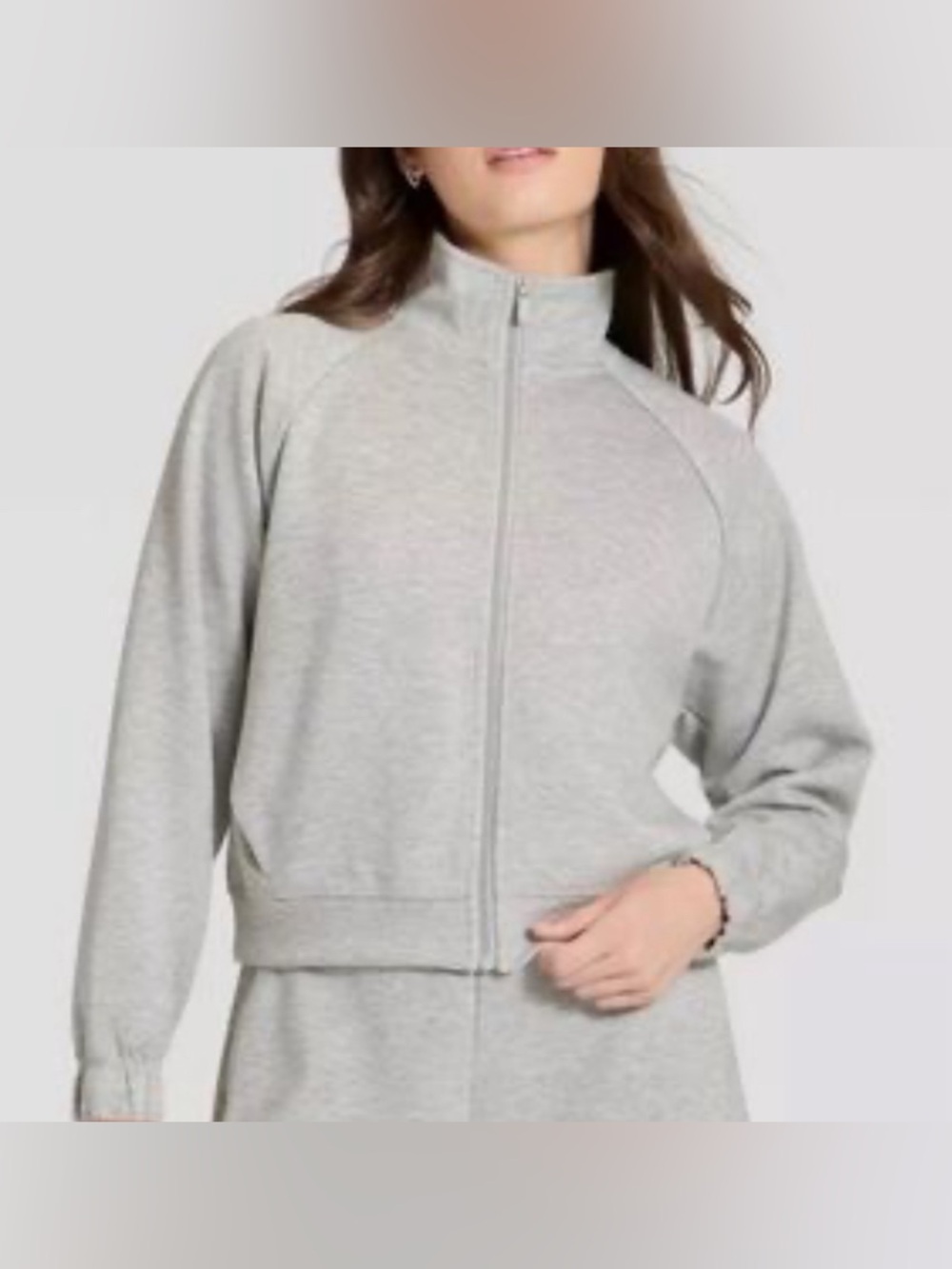 NWT All in Motion Women's Airy Sleek Full Zip Athletic Jacket- Heathered Gray